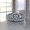 Trio 0.35ct Diamond Heart Halo Gold Bridal Set - 02US37B